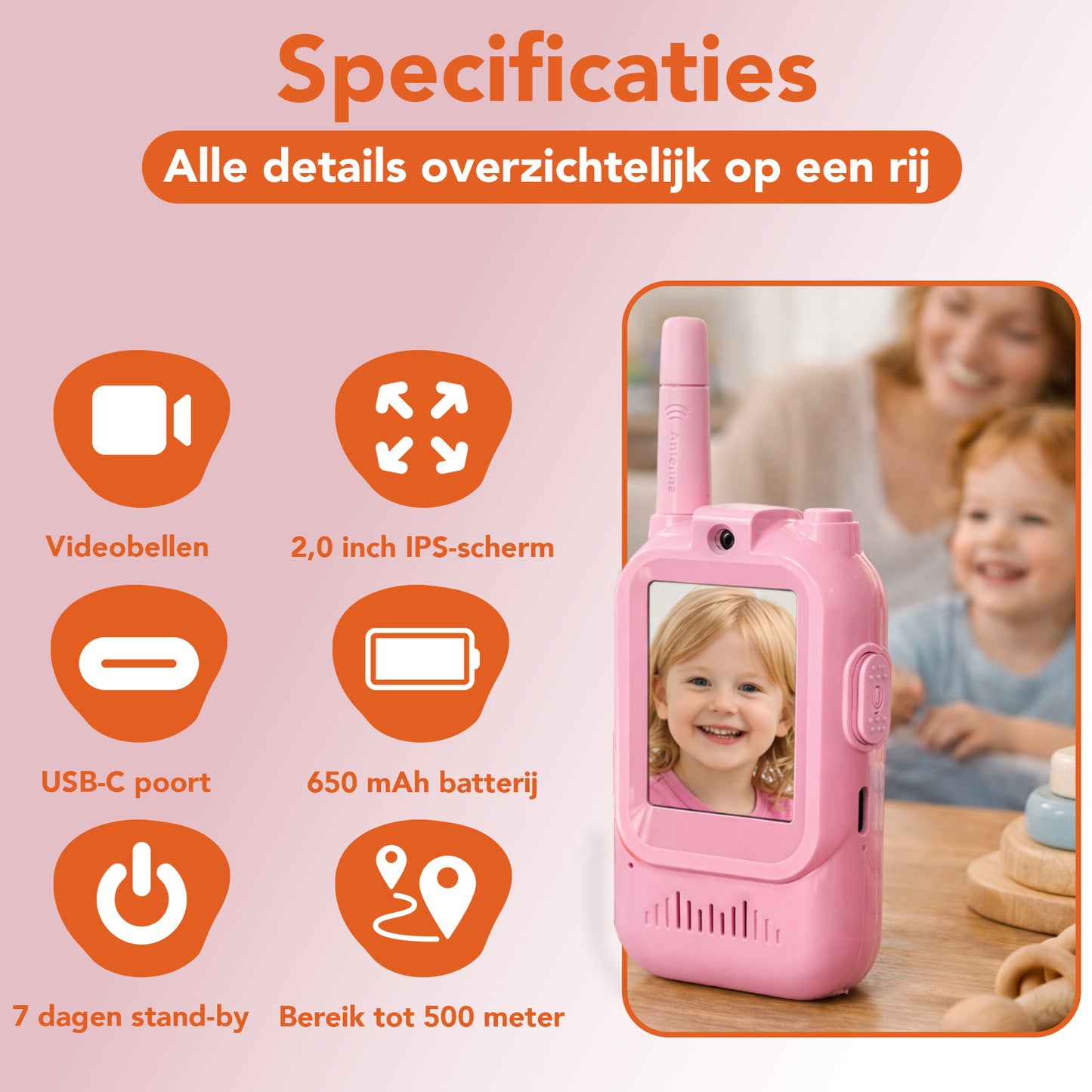 Video walkie talkie roze